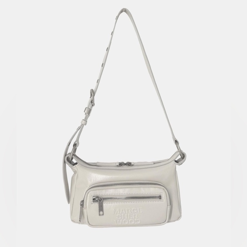 MARGESHERWOOD Outpocket Hobo Mini bag in cream glossy leather - Picture 2 of 10